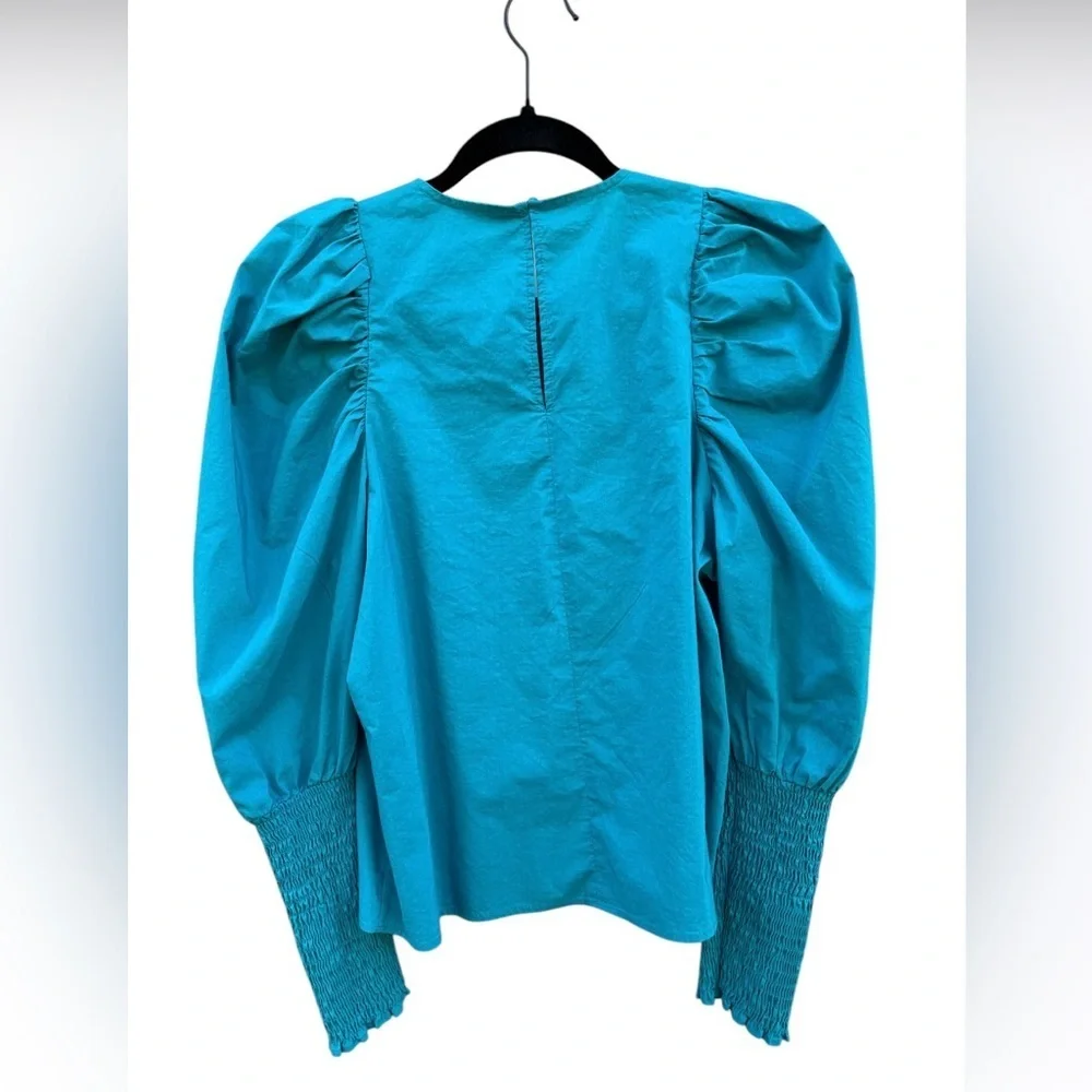 Zara Puff Sleeve Blouse Turquoise Size XS - Picture 3 of 6